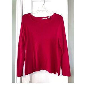 Laura Ashley Women's Red Long Sleeve Lightweight Sweater